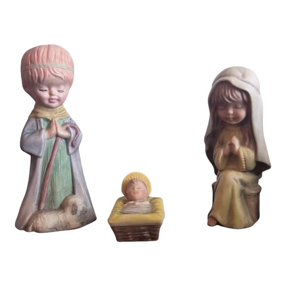 VTG DUNCAN 1980 11 Piece Porcelain Nativity Set Mary Joseph Baby Jesus Christmas - Picture 3 of 15